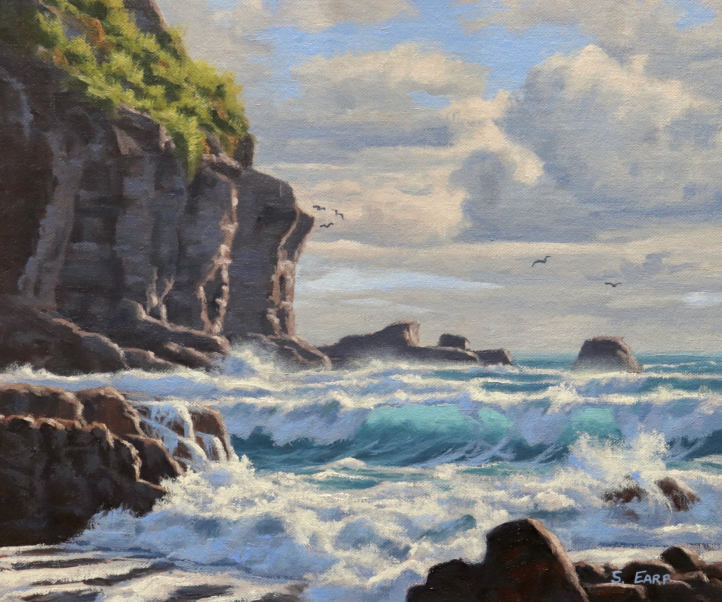 Breaking Waves - Piha - Samuel Earp - oil painting.jpeg