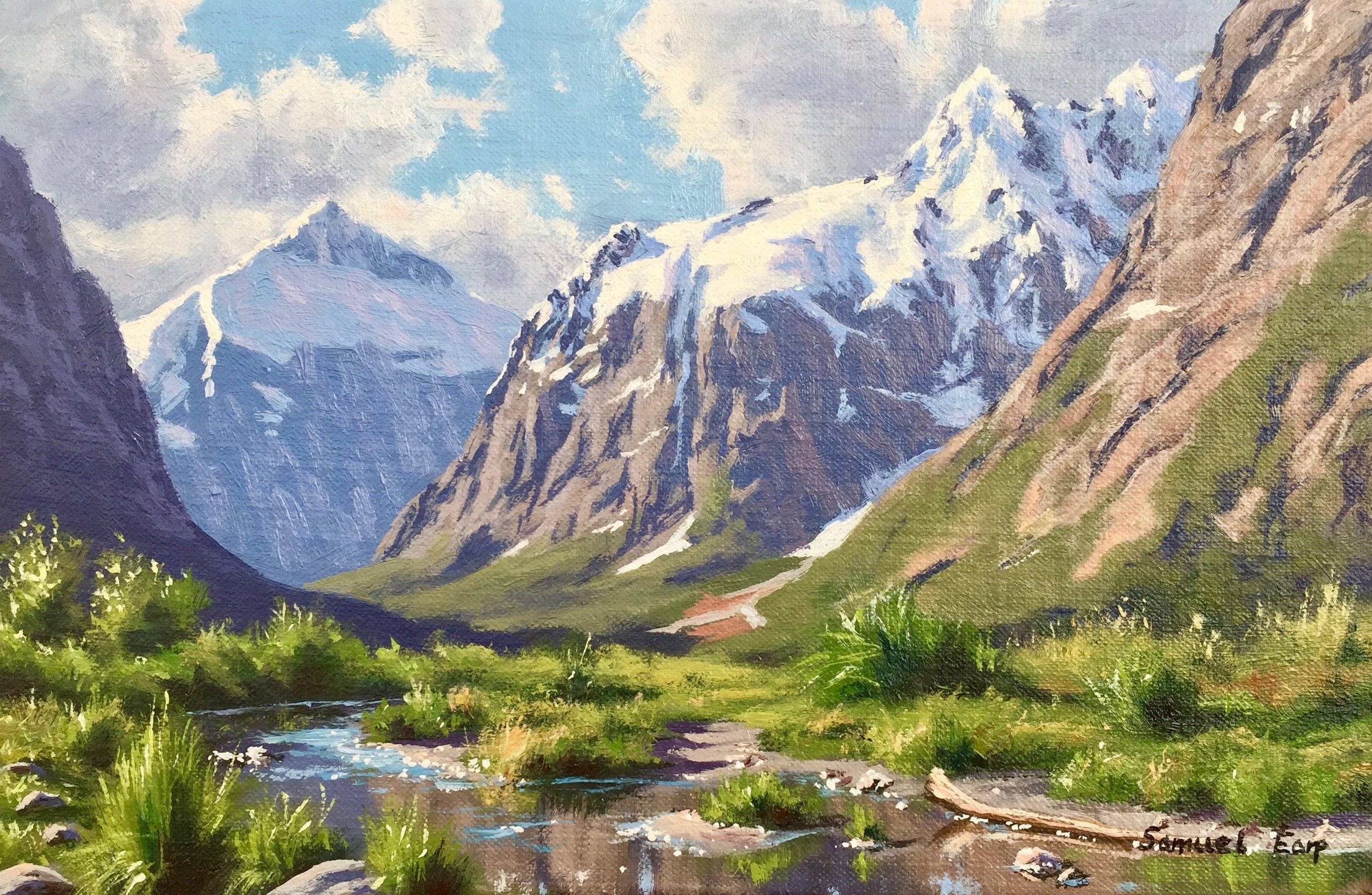 Mt Talbot and Mt Crosscut - small painting - Samuel Earp landscape artist.jpg