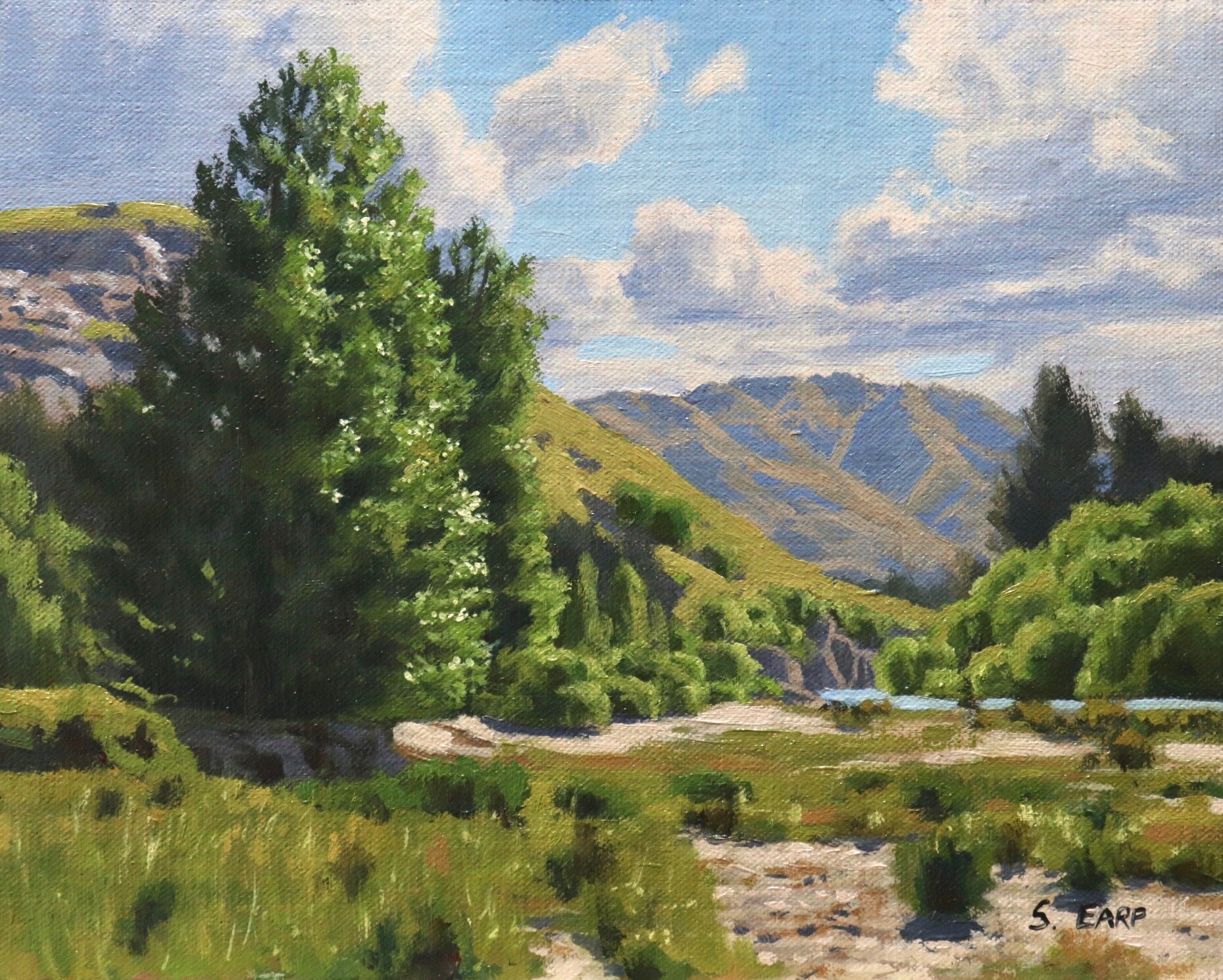 Tucker Beach Queenstown - oil on linen panel - Samuel Earp landscape artist.jpeg