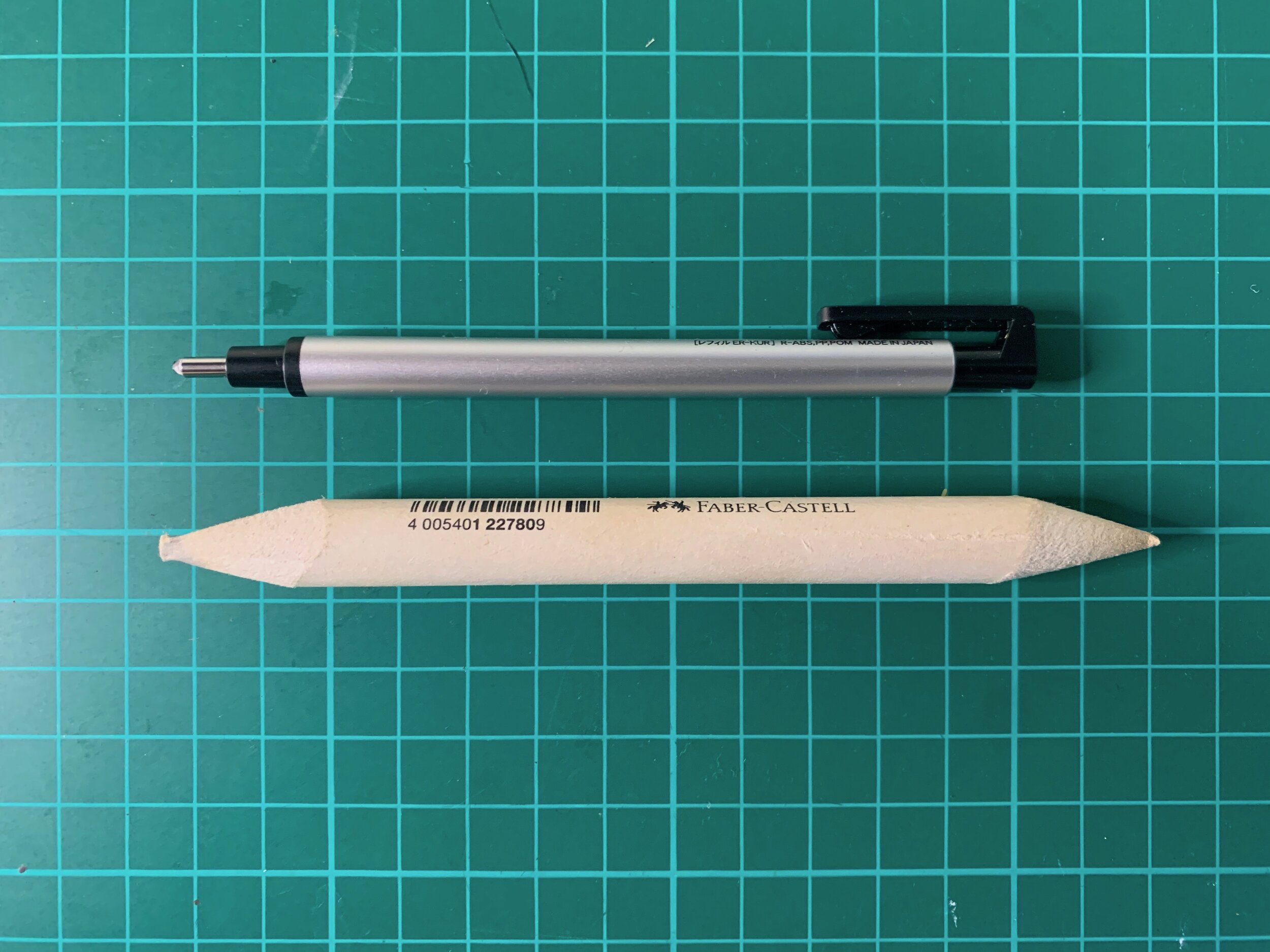 Eraser pen and paper wiper.