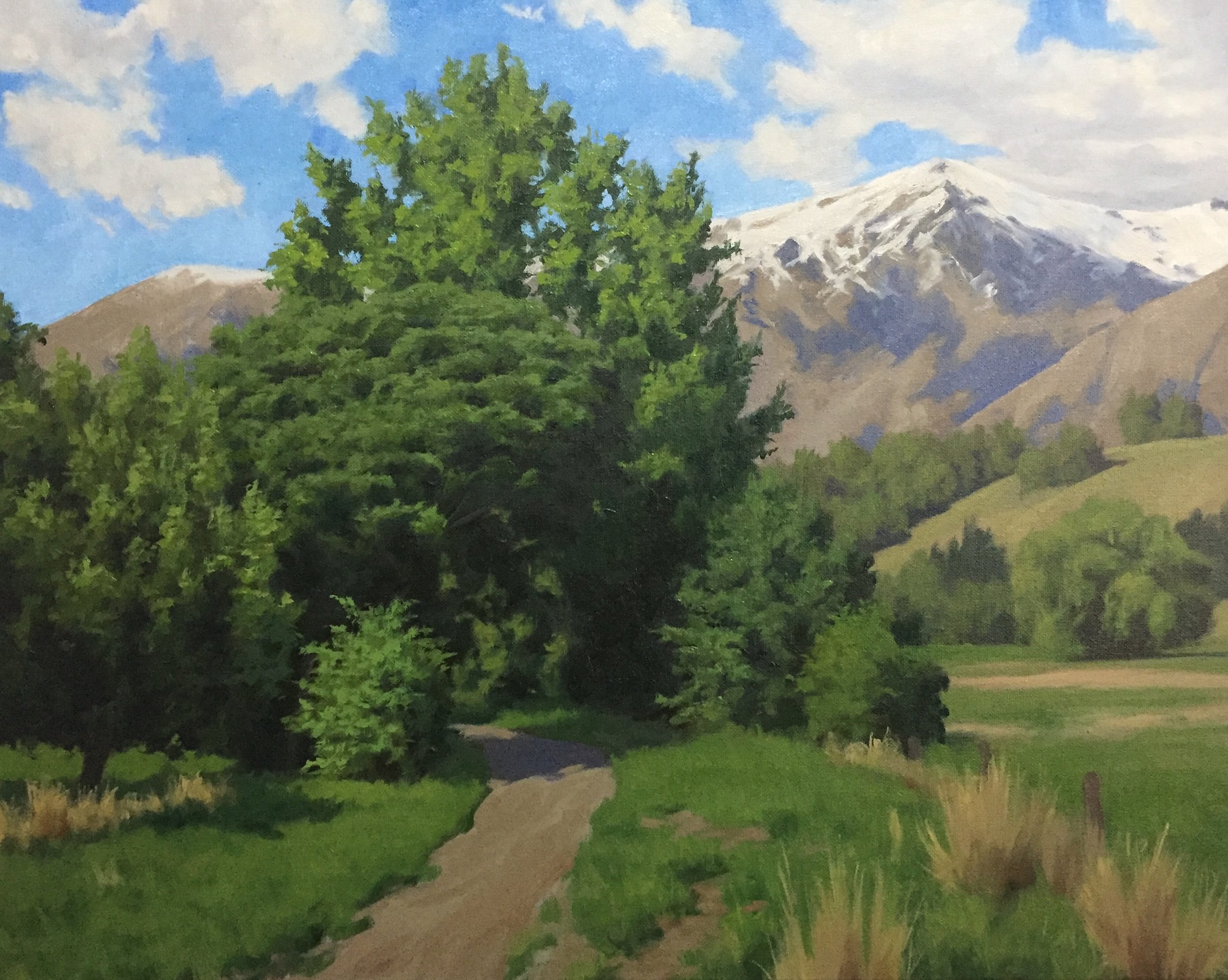 paintings with mountains trees