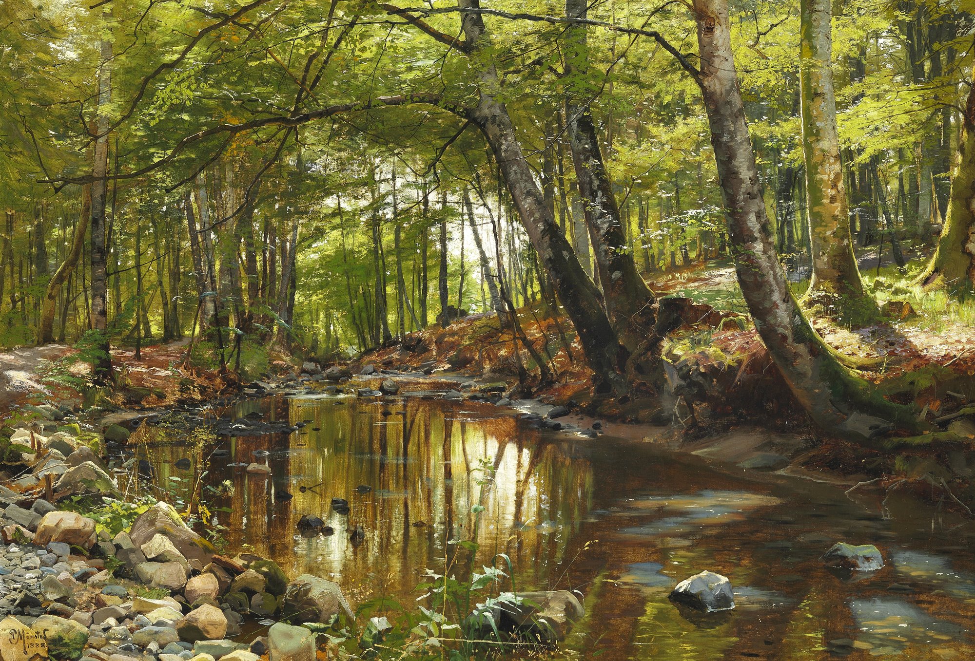 ‘A Spring Day in a Forest Stream’ by Peder Mørk Mønsted, 1888