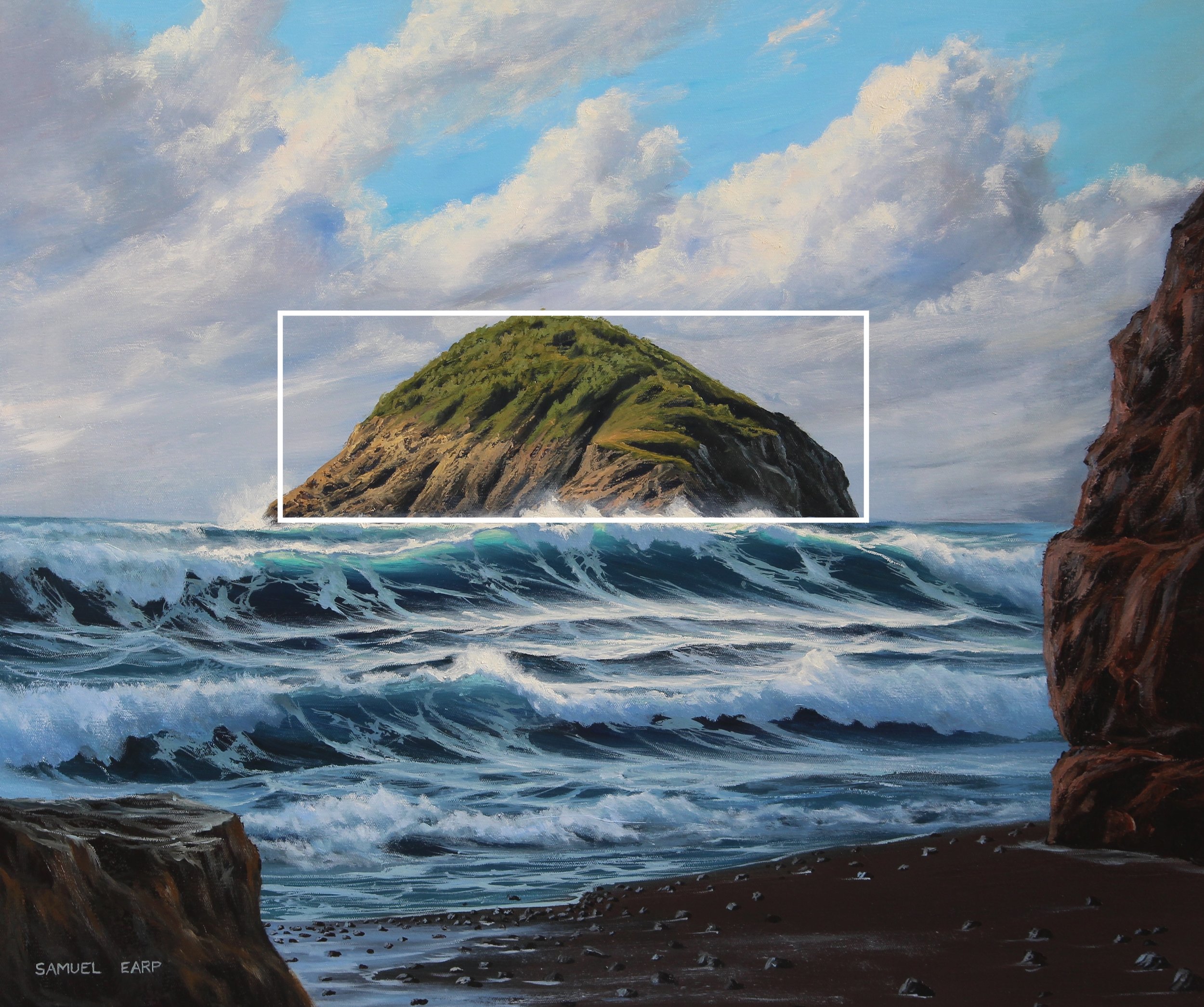 Motuotamatea Island - seascape painting - oil painting copy.JPG