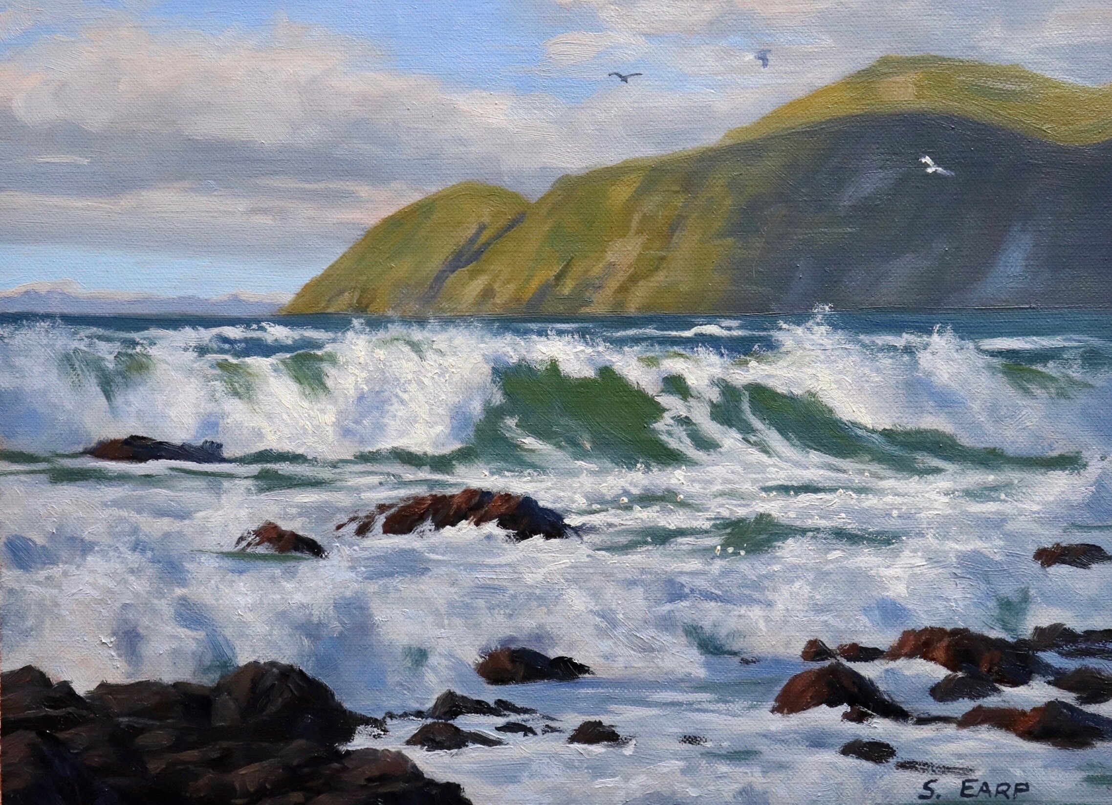 Owhiro Bay - oil painting - Samuel Earp - seascape artist.jpeg