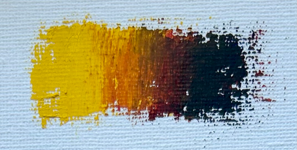 Cadmium yellow mixed with alizarin crimson and ultramarine blue