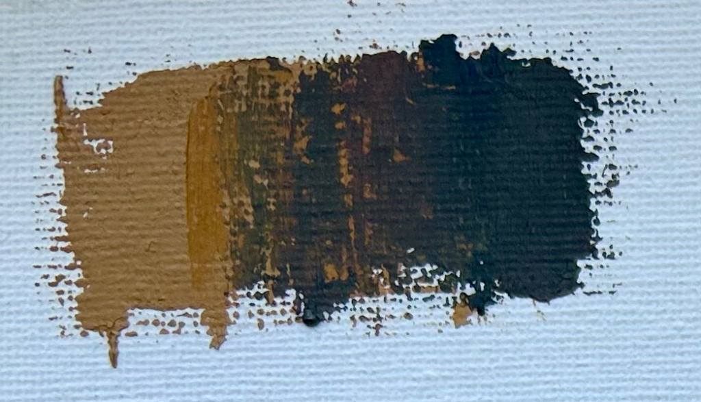 Yellow ochre mixed with burnt sienna and ultramarine blue