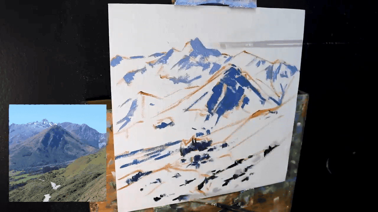 Use of shadow placement on mountains.
