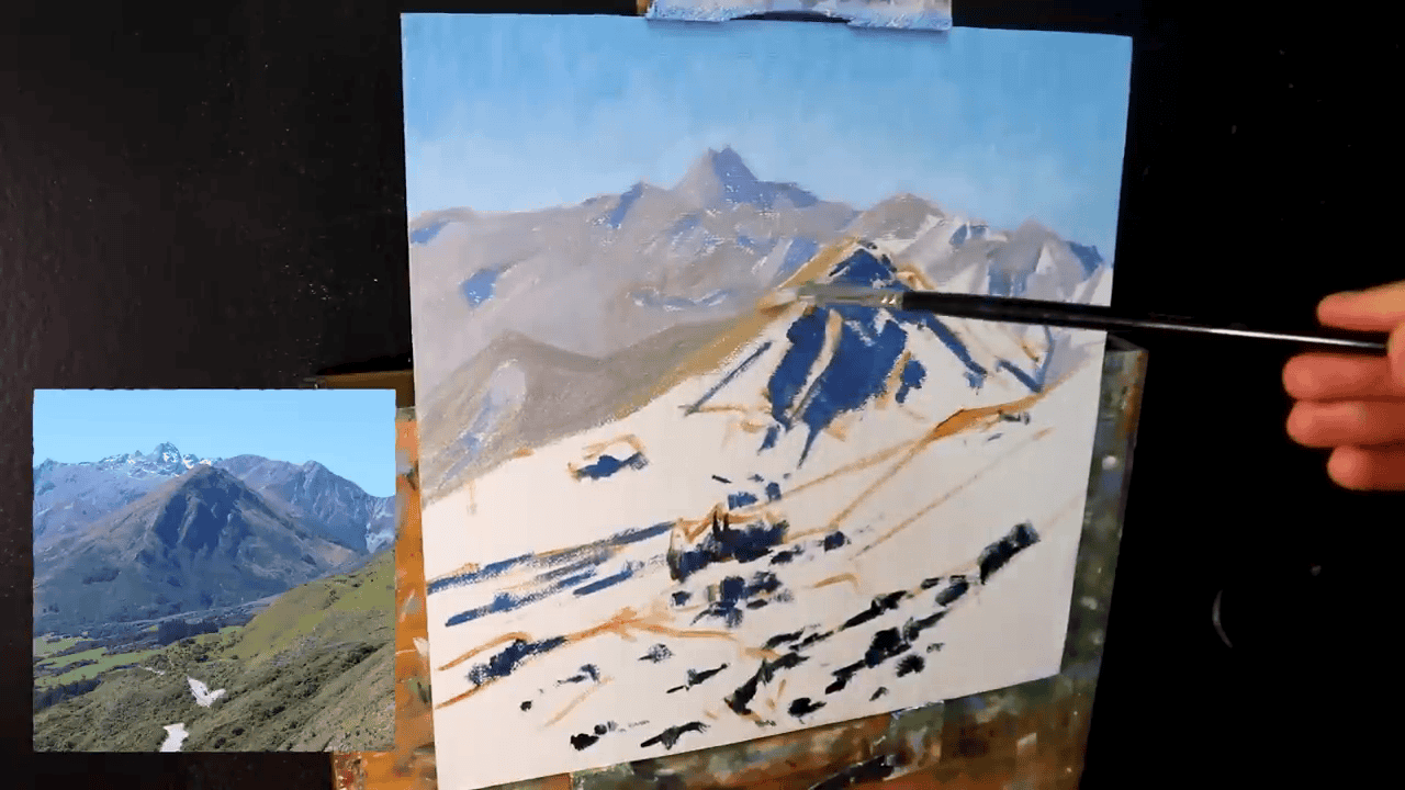 Focusing on the details on the mountains.